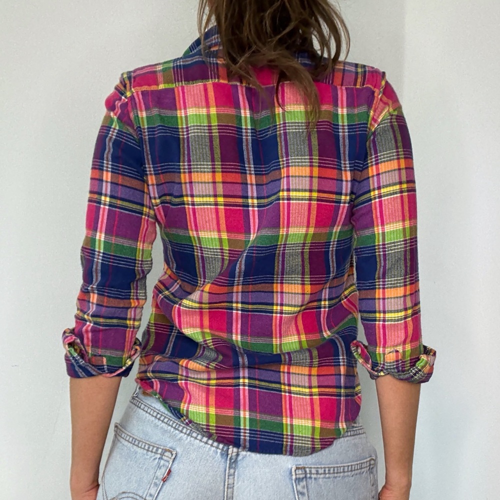 Vintage Ralph Lauren Multicolored Plaid Flannel Button Down Top - Picture 3 of 8